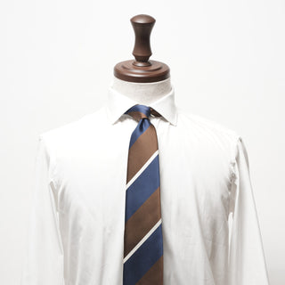 レップ ブロックストライプネクタイ 丹後産 ハンドロール加工 Block stripe repp silk tie(NV)