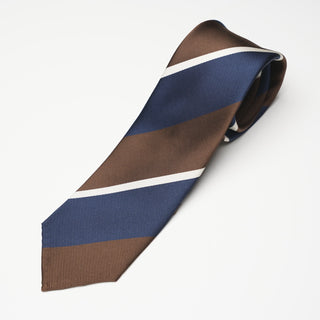 レップ ブロックストライプネクタイ 丹後産 ハンドロール加工 Block stripe repp silk tie(NV)