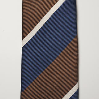 レップ ブロックストライプネクタイ 丹後産 ハンドロール加工 Block stripe repp silk tie(NV)
