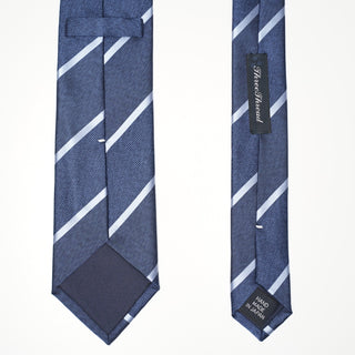 メランジストライプタイ丹後産レギュラー加工 Melange stripe tie(BL)
