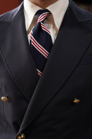 レップレジメンタルタイ丹後産レギュラー加工 Repp regimental tie 3(NV)