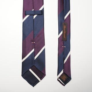 レップ ブロックストライプネクタイ 丹後産 ハンドロール加工 Block stripe repp silk tie(PU)