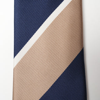 レップ ブロックストライプネクタイ 丹後産 ハンドロール加工 Block stripe repp silk tie(BE)