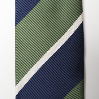 レップ ブロックストライプネクタイ 丹後産 ハンドロール加工 Block stripe repp silk tie(GN)