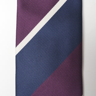 レップ ブロックストライプネクタイ 丹後産 ハンドロール加工 Block stripe repp silk tie(PU)