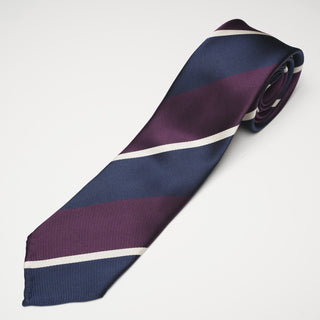 レップ ブロックストライプネクタイ 丹後産 ハンドロール加工 Block stripe repp silk tie(PU)