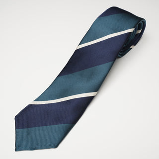 レップ ブロックストライプネクタイ 丹後産 ハンドロール加工 Block stripe repp silk tie(TU)