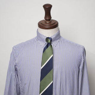 レップ ブロックストライプネクタイ 丹後産 ハンドロール加工 Block stripe repp silk tie(GN)