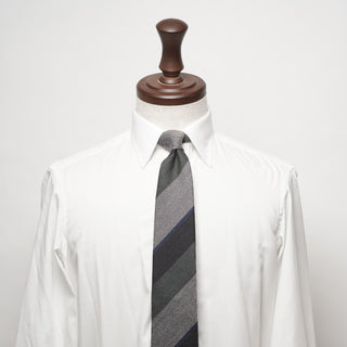 シルクウール ストライプネクタイ 丹後産 ハンドロール加工 SW stripe tie（BE)