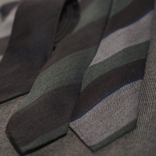 シルクウール ストライプネクタイ 丹後産 ハンドロール加工 SW stripe tie（BE)