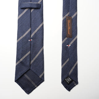 シルクウール ストライプネクタイ 丹後産 ハンドロール加工 SW stripe tie2（NV)