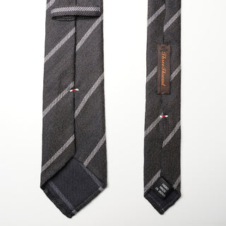 シルクウール ストライプネクタイ 丹後産 ハンドロール加工 SW stripe tie2（BR)