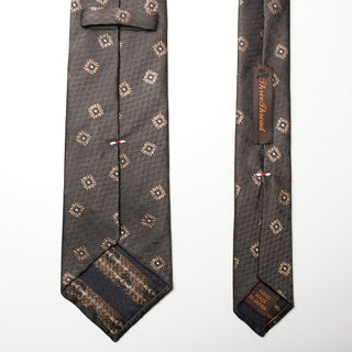 ジオメトリックジャガードネクタイ 丹後産 ハンドロール加工 Geometric Jacguard tie(BR)