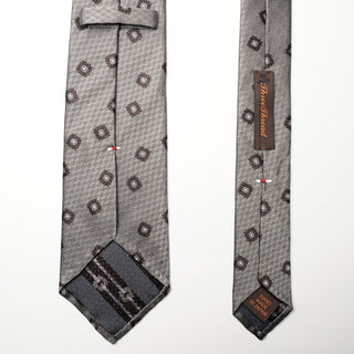 ジオメトリックジャガードネクタイ 丹後産 ハンドロール加工 Geometric Jacguard tie(GR)