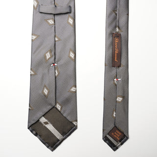 ダイヤモンドジャガードネクタイ 丹後産 ハンドロール加工 Diamond Jacguard tie(GR)
