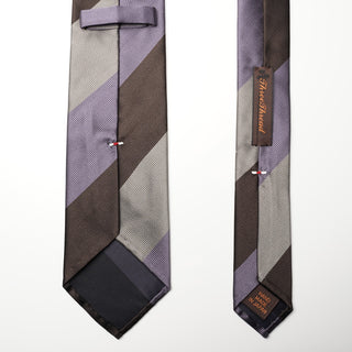 レップストライプシルクタイ1 丹後産 ハンドロール加工 Repp Stripe Silk tie1(PU)