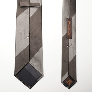 レップストライプシルクタイ2丹後産 ハンドロール加工 Repp Stripe Silk tie2(GR)