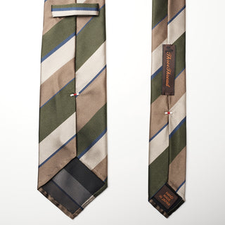 レップストライプシルクタイ3丹後産 ハンドロール加工 Repp Stripe Silk tie3(GN)