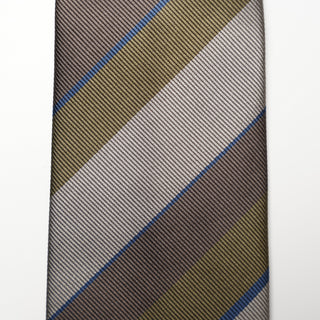 レップストライプシルクタイ3丹後産 ハンドロール加工 Repp Stripe Silk tie3(BR)