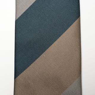 レップストライプシルクタイ1 丹後産 ハンドロール加工 Repp Stripe Silk tie1(GN)