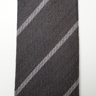 シルクウール ストライプネクタイ 丹後産 ハンドロール加工 SW stripe tie2（BR)