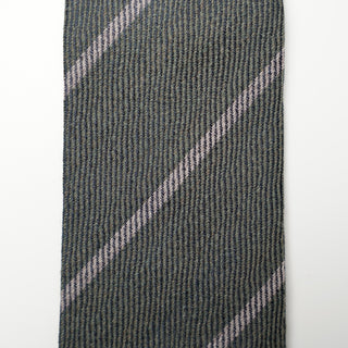 シルクウール ストライプネクタイ 丹後産 ハンドロール加工 SW stripe tie2（GN)
