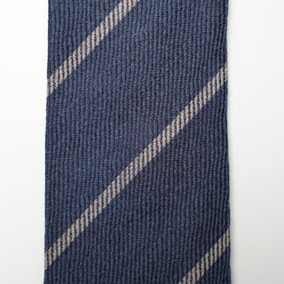 シルクウール ストライプネクタイ 丹後産 ハンドロール加工 SW stripe tie2（NV)