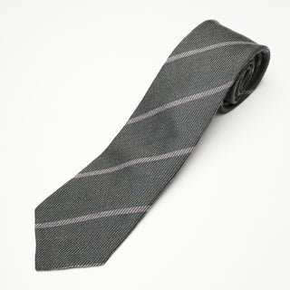 シルクウール ストライプネクタイ 丹後産 ハンドロール加工 SW stripe tie2（GN)