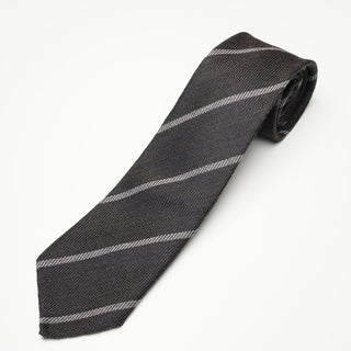 シルクウール ストライプネクタイ 丹後産 ハンドロール加工 SW stripe tie2（BR)