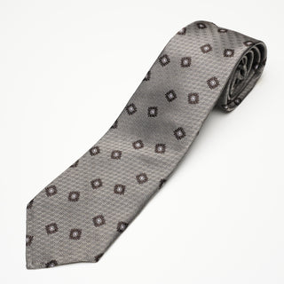 ジオメトリックジャガードネクタイ 丹後産 ハンドロール加工 Geometric Jacguard tie(GR)