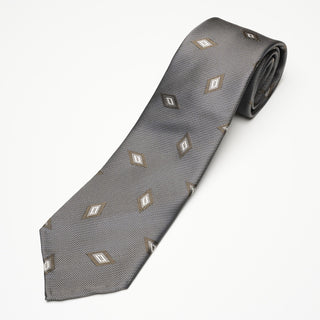 ダイヤモンドジャガードネクタイ 丹後産 ハンドロール加工 Diamond Jacguard tie(GR)