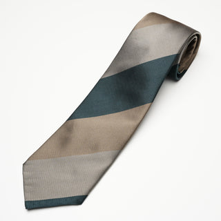 レップストライプシルクタイ1 丹後産 ハンドロール加工 Repp Stripe Silk tie1(GN)