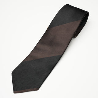 レップストライプシルクタイ2丹後産 ハンドロール加工 Repp Stripe Silk tie2(BK)