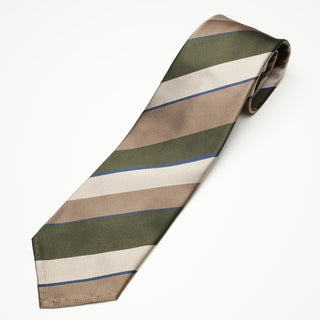 レップストライプシルクタイ3丹後産 ハンドロール加工 Repp Stripe Silk tie3(GN)