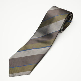 レップストライプシルクタイ3丹後産 ハンドロール加工 Repp Stripe Silk tie3(BR)