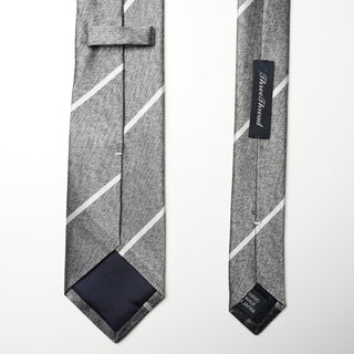 グレーメランジストライプタイ1丹後産レギュラー加工 Gray Melange stripe tie1(LG)