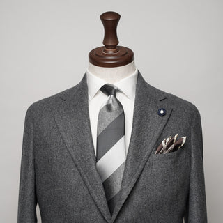 グレーメランジストライプタイ2丹後産レギュラー加工 Gray Melange stripe tie2(LG)