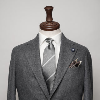 グレーメランジストライプタイ1丹後産レギュラー加工 Gray Melange stripe tie1(LG)