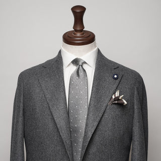 グレーメランジドットタイ丹後産レギュラー加工 Gray Melange dot tie(LG)