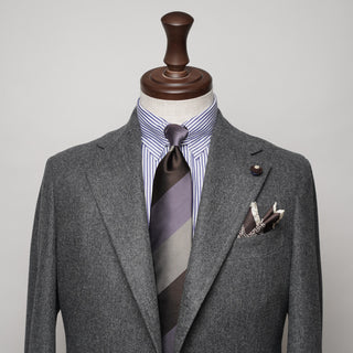 レップストライプシルクタイ1 丹後産 ハンドロール加工 Repp Stripe Silk tie1(PU)