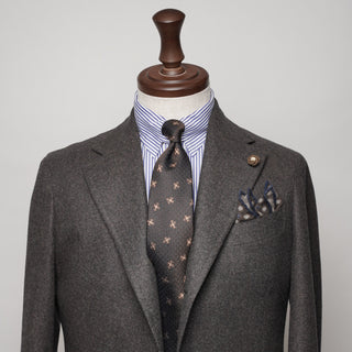 ペイズリージャガードネクタイ 丹後産 ハンドロール加工 Paisley Jacguard tie(BR)