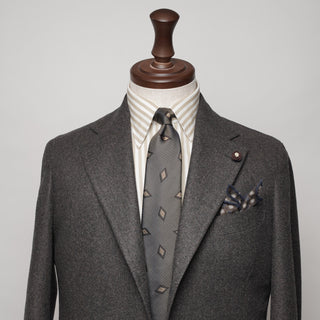ダイヤモンドジャガードネクタイ 丹後産 ハンドロール加工 Diamond Jacguard tie(BE)