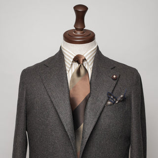 レップストライプシルクタイ1 丹後産 ハンドロール加工 Repp Stripe Silk tie1(OR)
