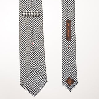 ハウンドトゥース（千鳥柄）ネクタイ 丹後産 ハンドロール加工 Hounds thooth tie（BK）