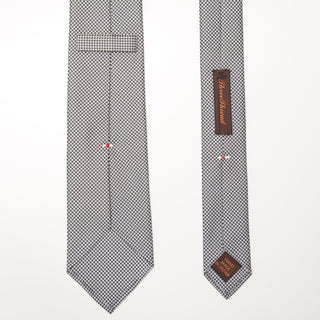 ハウンドトゥース（千鳥柄）小柄ネクタイ 丹後産 ハンドロール加工Small Hounds thooth tie（BK）