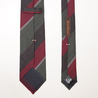 シルクウール ストライプネクタイ 丹後産 ハンドロール加工 SW stripe tie（GN)