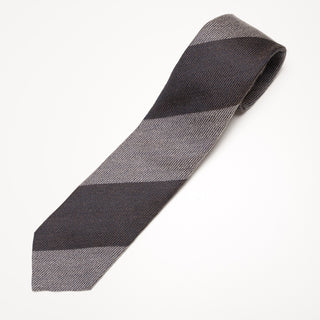 シルクウール ブロックストライプネクタイ 丹後産 ハンドロール加工 SW block stripe tie（BR)