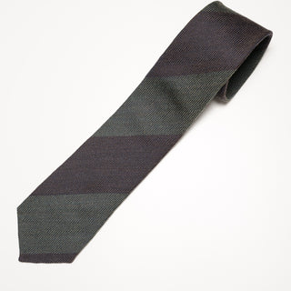 シルクウール ブロックストライプネクタイ 丹後産 ハンドロール加工 SW block stripe tie（GN)