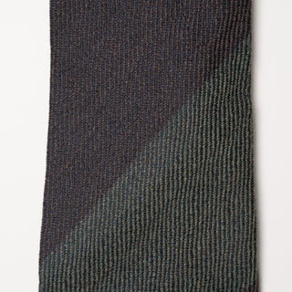 シルクウール ブロックストライプネクタイ 丹後産 ハンドロール加工 SW block stripe tie（GN)