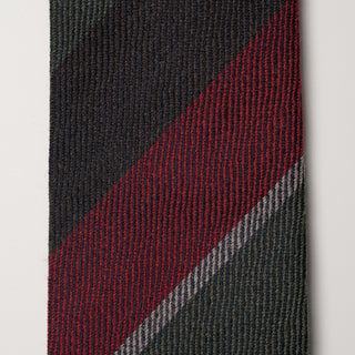 シルクウール ストライプネクタイ 丹後産 ハンドロール加工 SW stripe tie（GN)